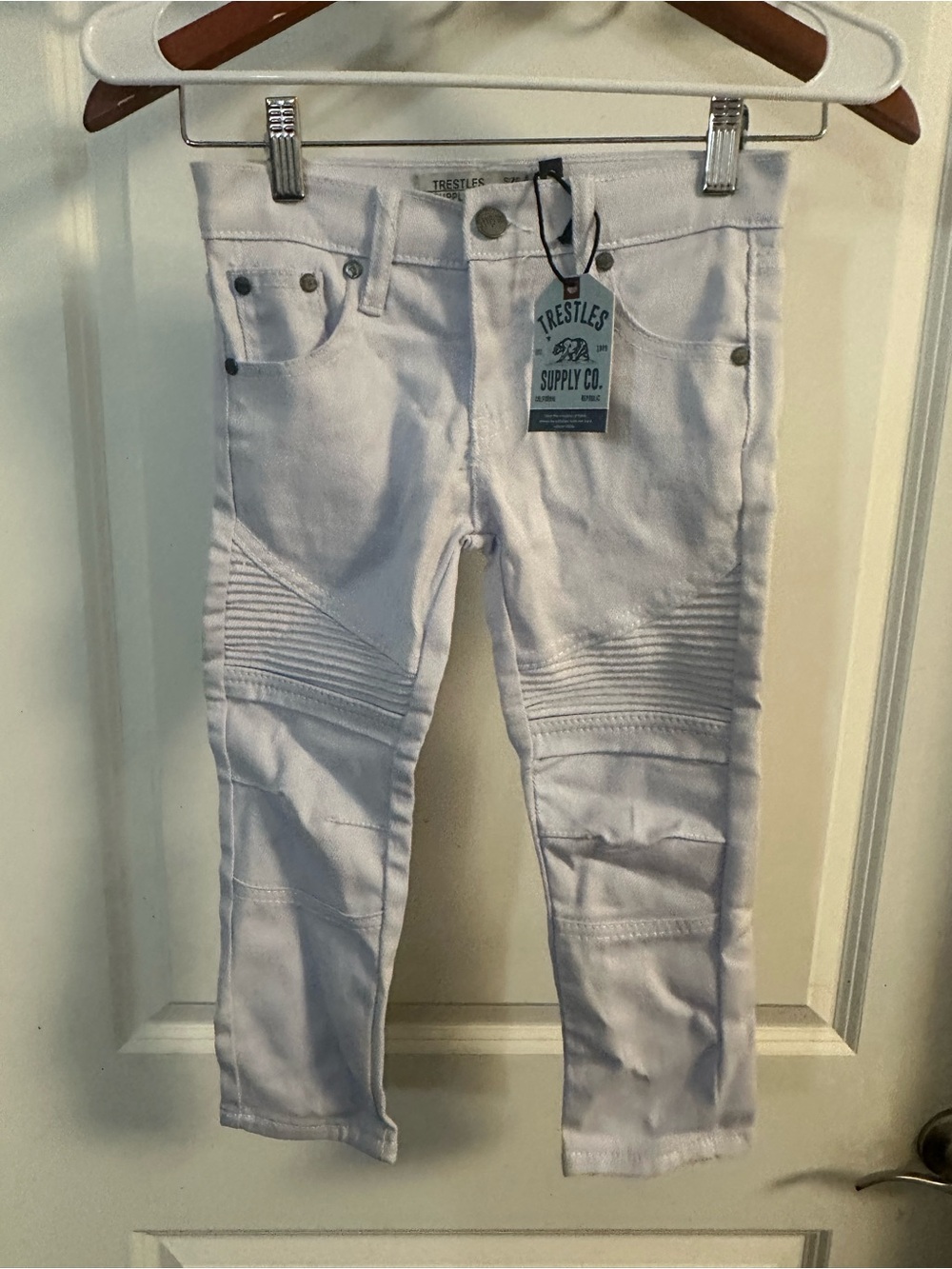 Girls' White Moto Jeans